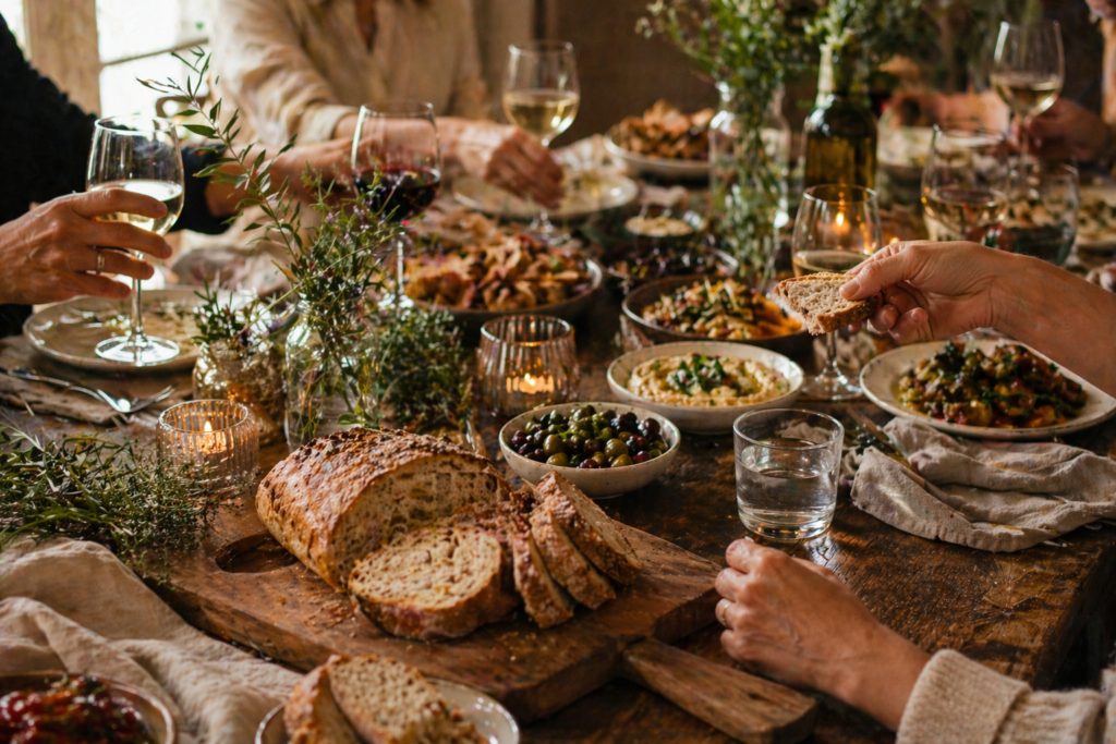 Table dressée pour un apéritif